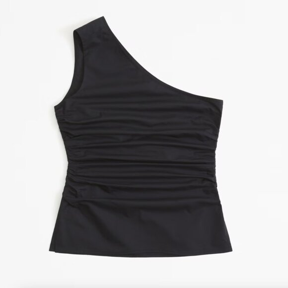 *NWT* Abercrombie Asymmetrical Poplin Top - Black - Picture 1 of 3